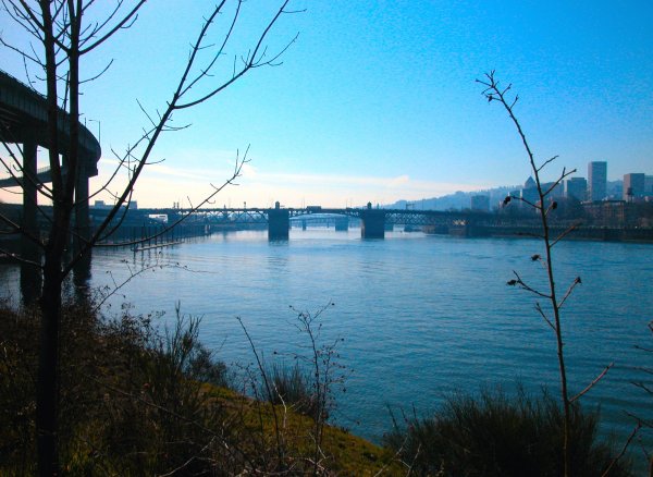 Willamette River looking south toward Burnside Bridge